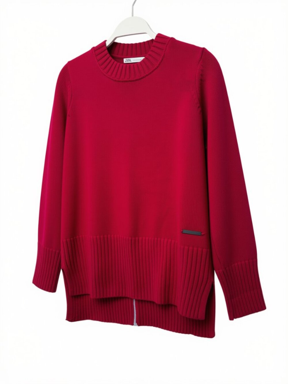 Peace Love World 100% Cotton Sweater – Fuchsia/Magenta + Light Blue Detail- XXS